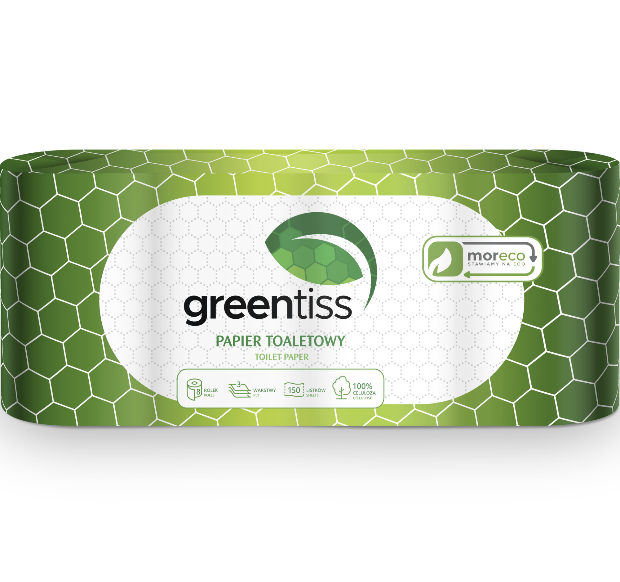 Papier toaletowy greentiss <br> 150 listków 8 rolek <br> 3 warstwy