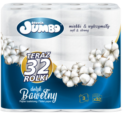 Papier toaletowy Słonik Jumbo Bawełna 32 rolki