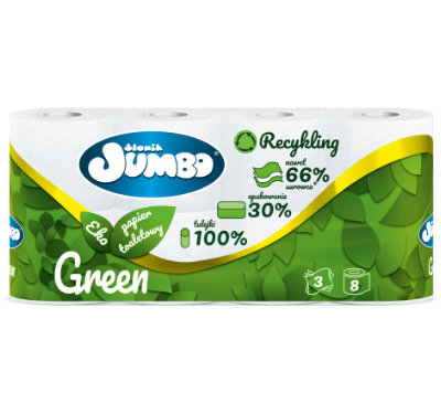 Papier toaletowy Słonik Jumbo GREEN 8 rolek