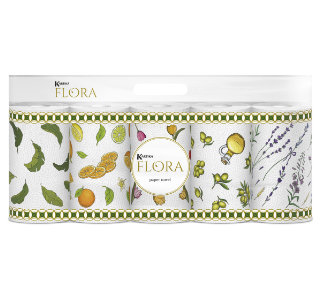 Paper towel Kartika Flora 5 rolls 70 sheets 3 ply modern bag with a handle