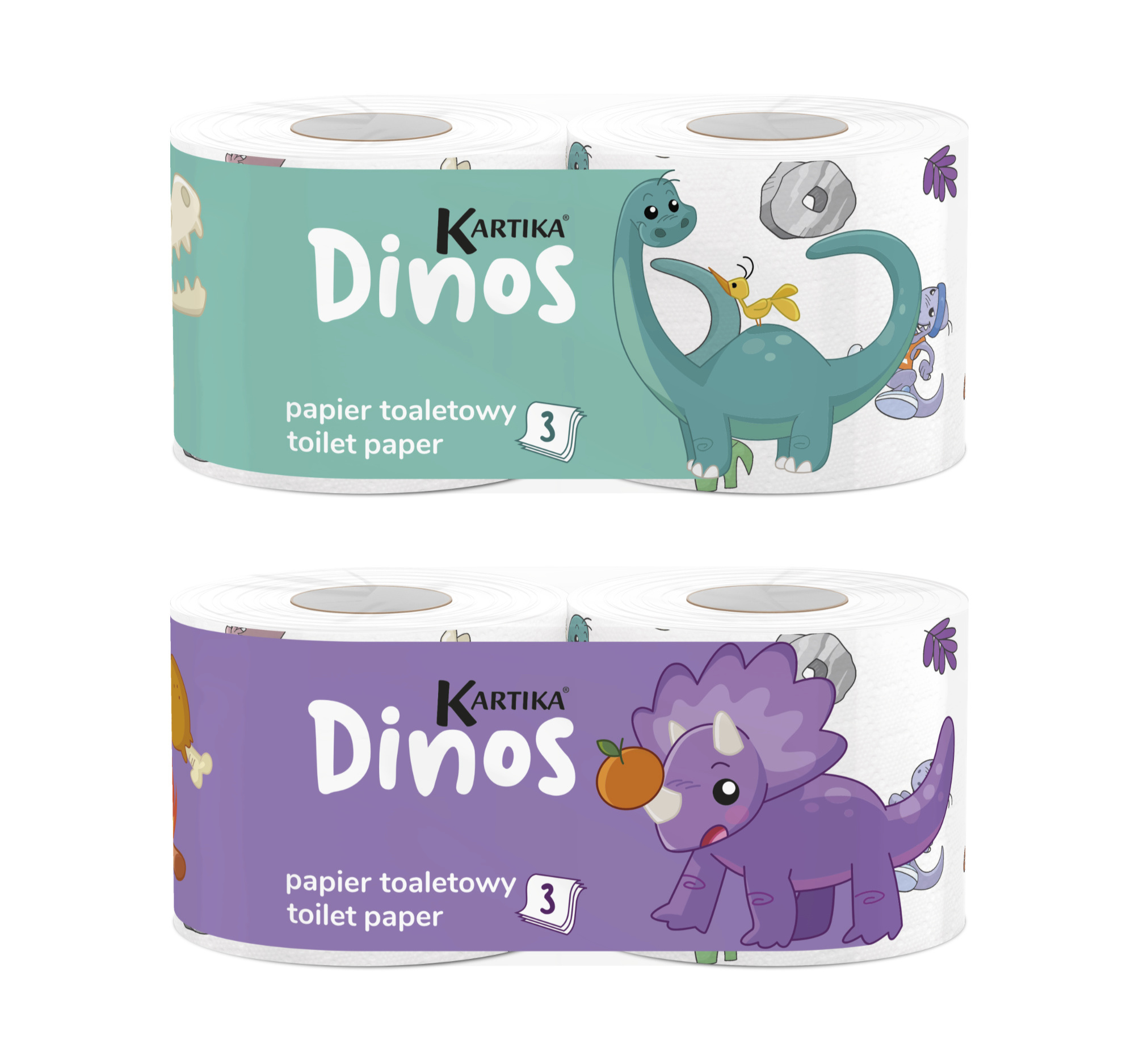 Toilet paper Kartika Dinos 200 sheets 3 plies 2 rolls